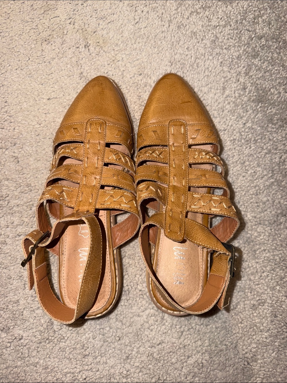 Mi.iM Cognac Strappy Pointed Flats